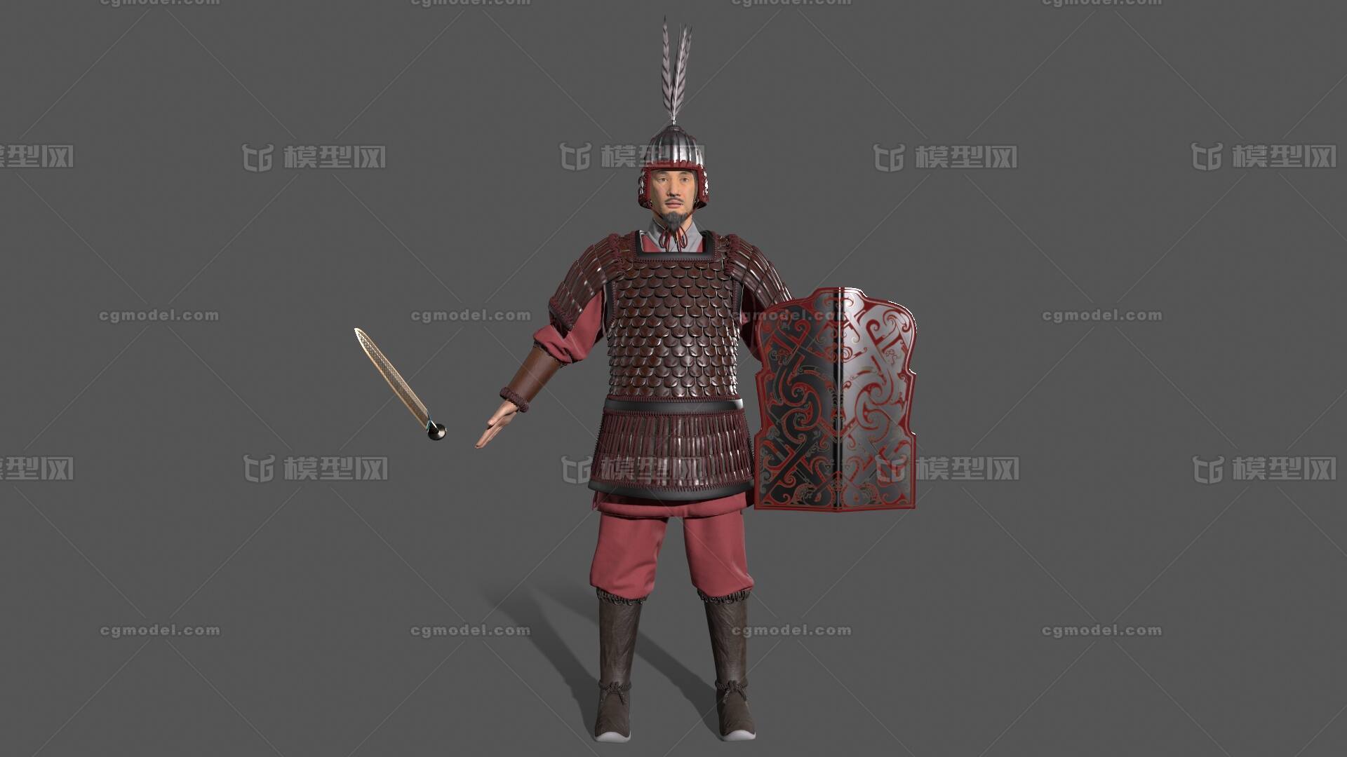 古代士兵【有绑定】秦军 汉军模型-男人模型库-Blender(.blend)模型下载-cg模型网