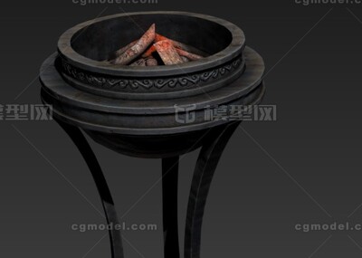 古代宫殿火盆 火盆模型-场景部件模型库-3ds Max(.max)模型下载-cg模型网