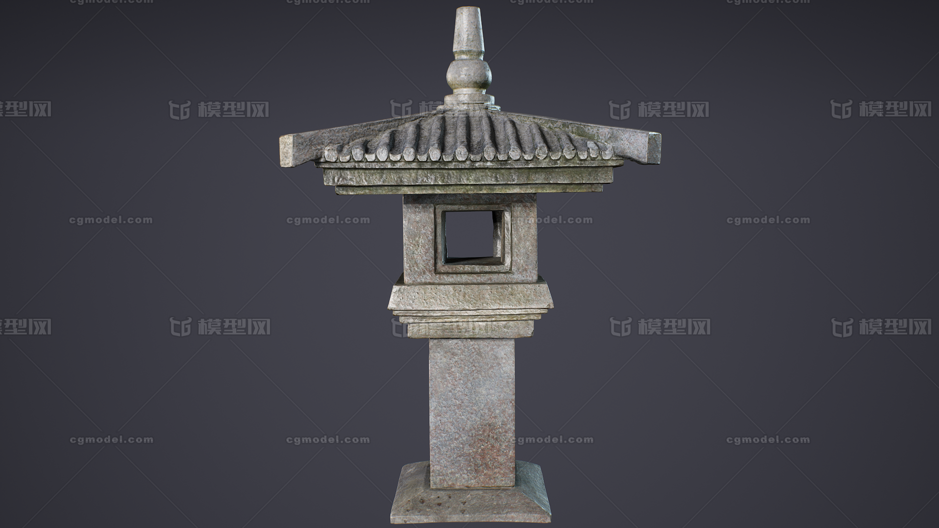 石灯笼 古代灯模型-场景部件模型库-3ds Max(.max)模型下载-cg模型网