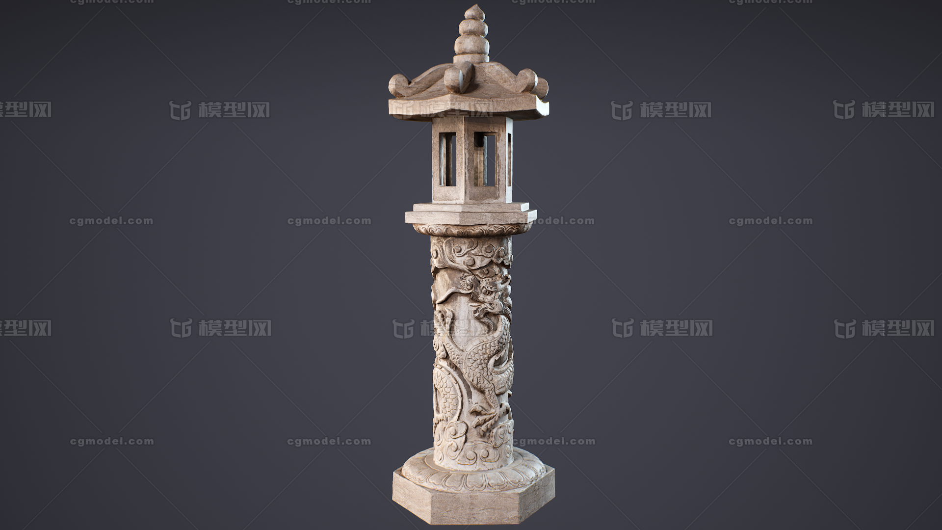 石灯笼 古代灯模型-场景部件模型库-3ds Max(.max)模型下载-cg模型网