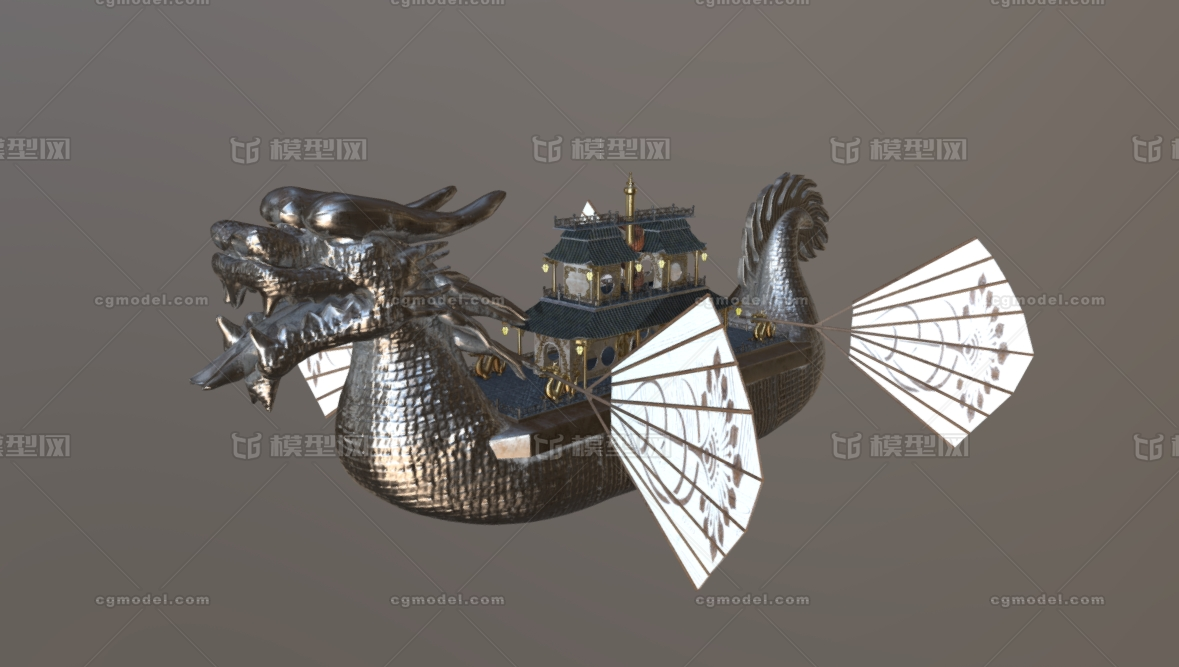 龙舟 豪华大龙船模型-古代船/仿古船模型库-3ds Max(.max)模型下载-cg模型网