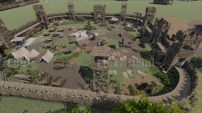 古代兵营和长城UnityHDRP高清管线模型-历史建筑模型库-Unity模型下载-cg模型网