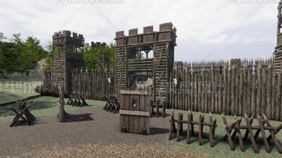 古代兵营和长城UnityHDRP高清管线模型-历史建筑模型库-Unity模型下载-cg模型网