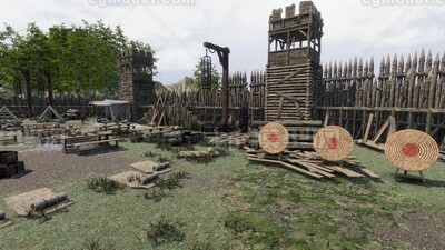 古代兵营和长城UnityHDRP高清管线模型-历史建筑模型库-Unity模型下载-cg模型网