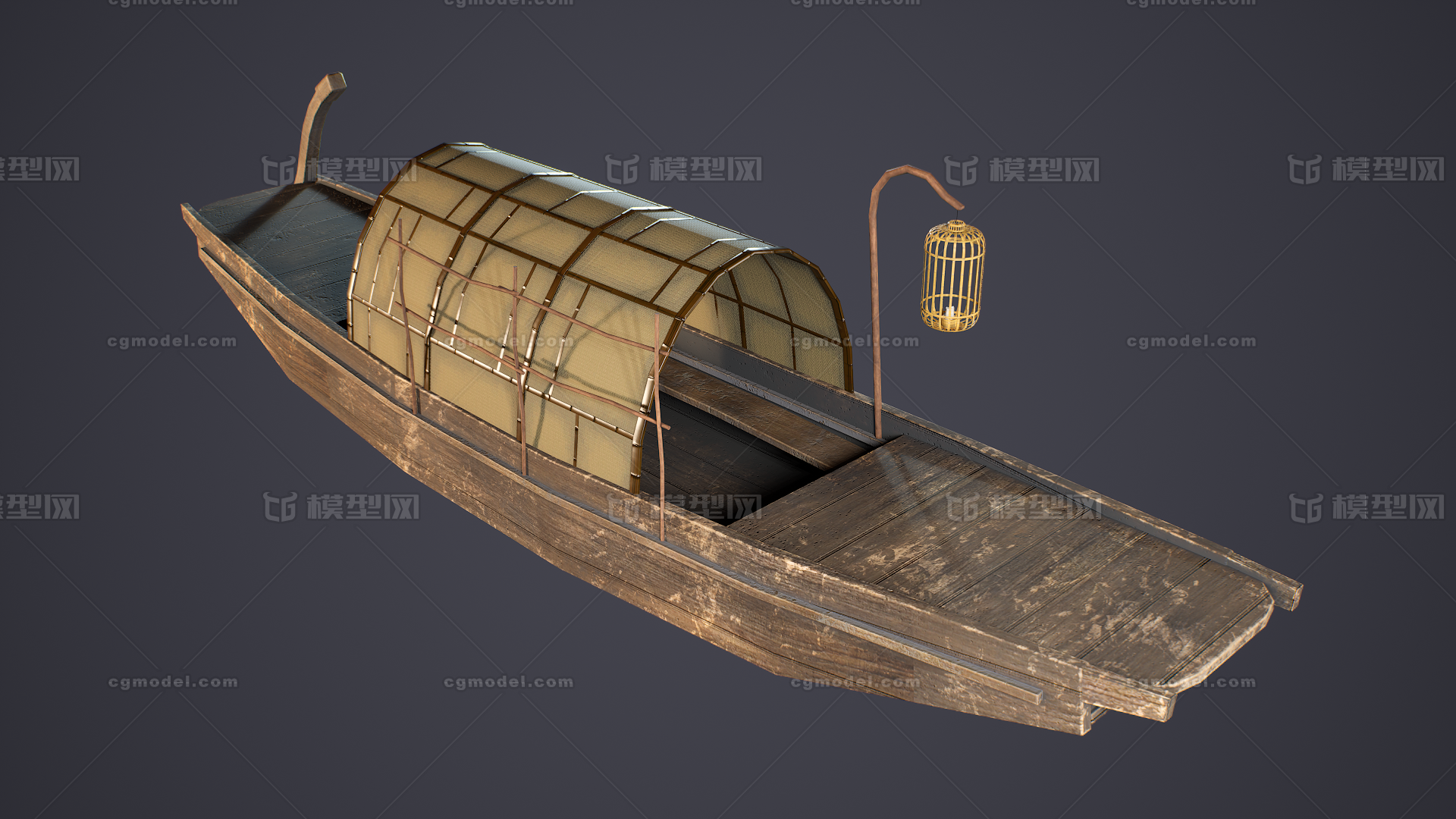 国风木船 古代木船模型-古代船/仿古船模型库-3ds Max(.max)模型下载-cg模型网