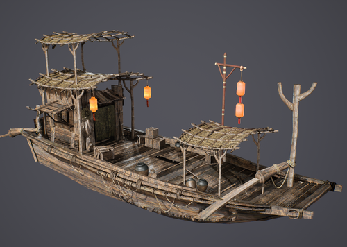 国风木船 古代木船模型-古代船/仿古船模型库-3ds Max(.max)模型下载-cg模型网