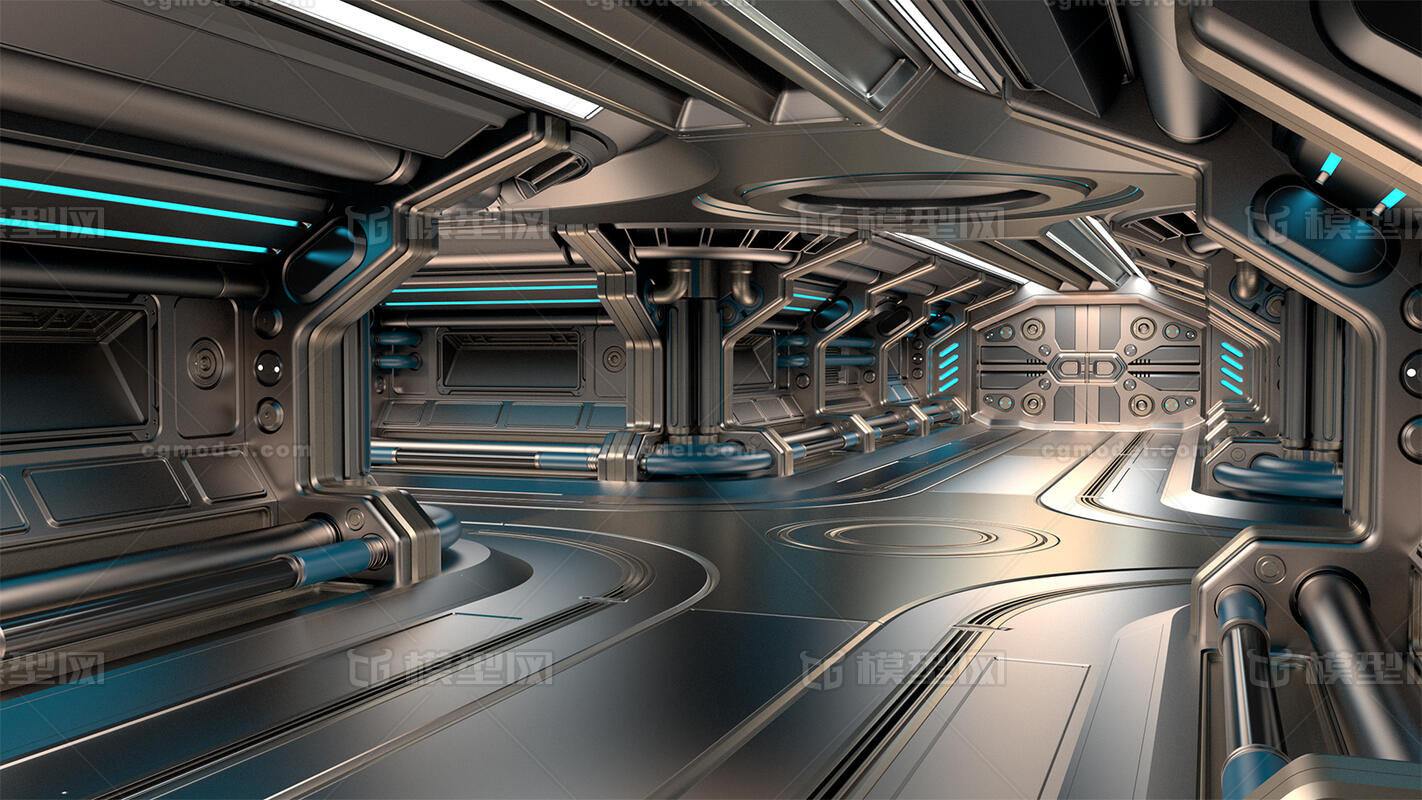 科幻走廊 科技空间飞船走廊模型-科幻场景模型库-FBX(.fbx)模型下载-cg模型网
