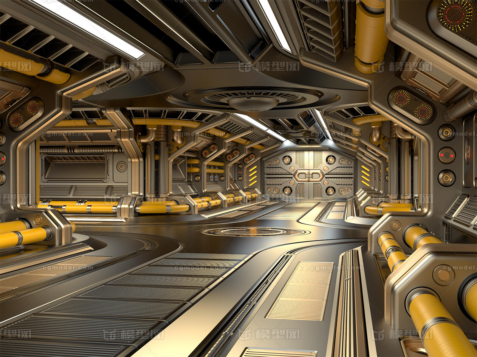 科幻走廊 科技空间飞船走廊模型-科幻场景模型库-FBX(.fbx)模型下载-cg模型网