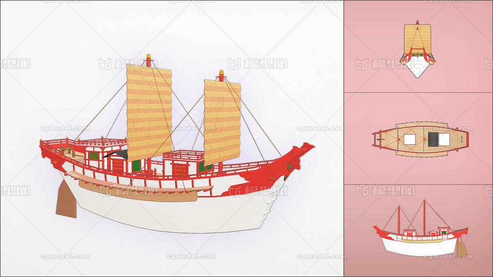 遣唐使船 木船模型-货运船模型库-Cinema 4D(.c4d)模型下载-cg模型网