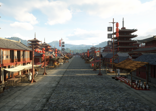 UE5古建古代街道 国风古城模型-古代场景模型库-Unreal Engine模型下载-cg模型网