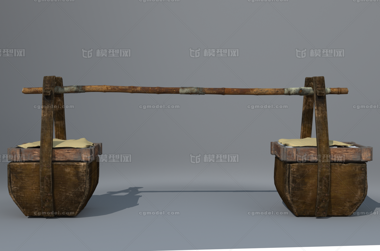 古代扁担 古代货郎模型-其他模型库-Maya(.ma/.mb)模型下载-cg模型网