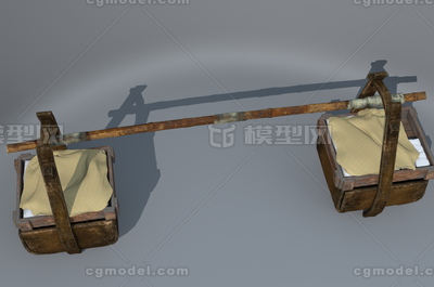 古代扁担 古代货郎模型-其他模型库-Maya(.ma/.mb)模型下载-cg模型网