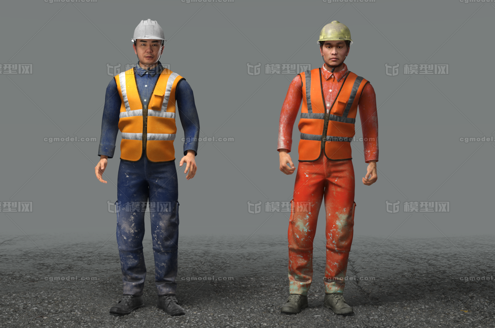 【写实带绑定】工程师 建筑工人模型 男人模型库 3ds Maxmax模型下载 Cg模型网 