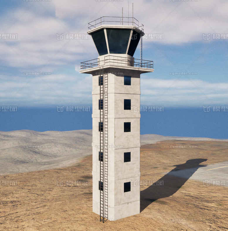 机场塔台 塔楼模型-公共设施模型库-3ds Max(.max)模型下载-cg模型网