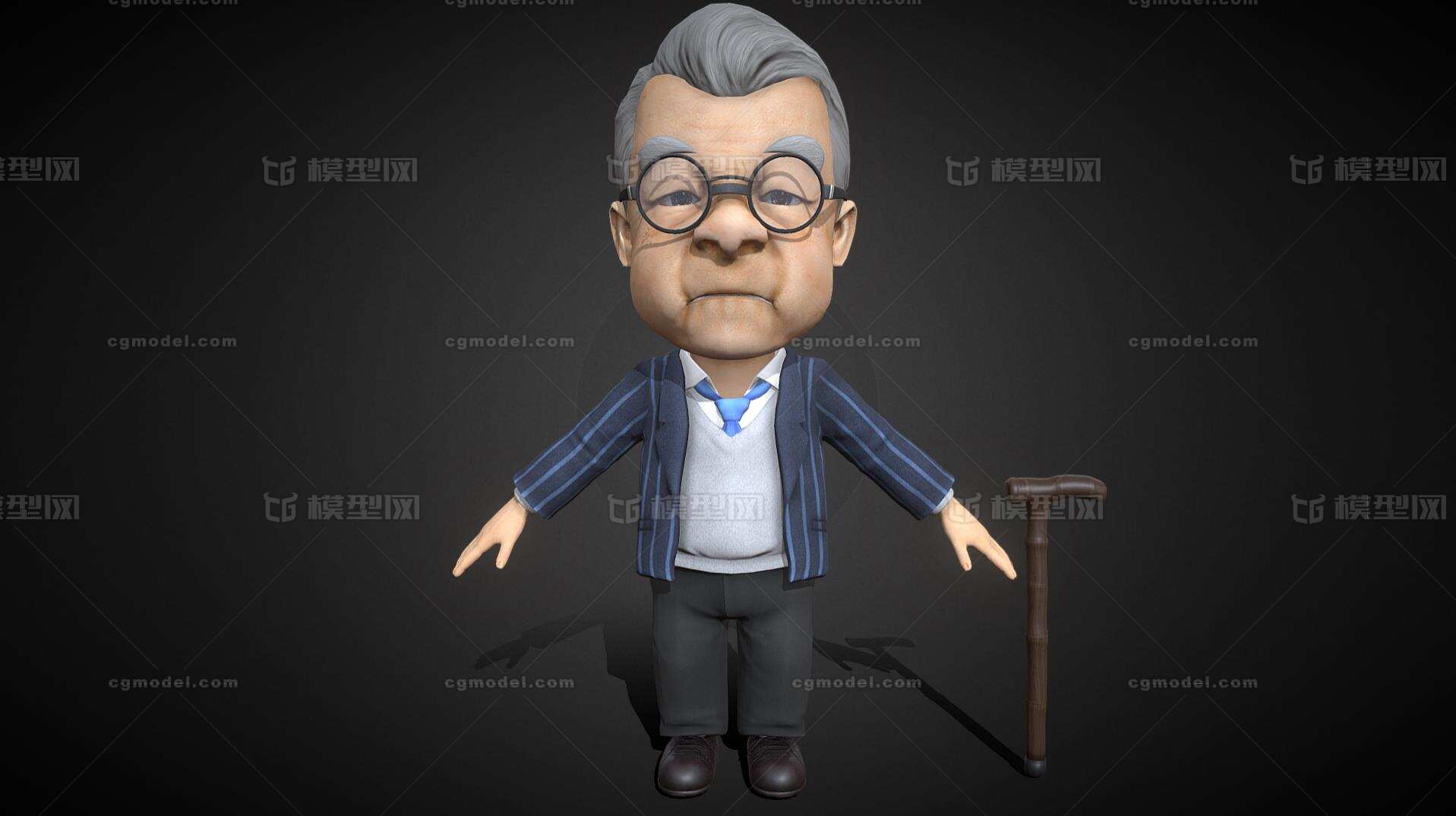 卡通老人 男人模型-老人-男模型库-3ds Max(.max)模型下载-cg模型网