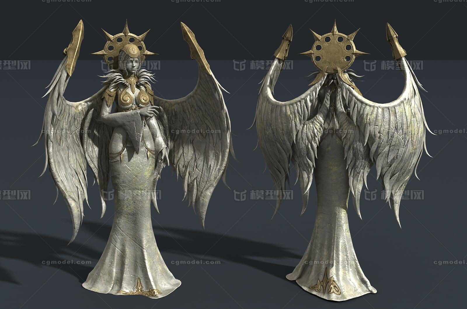 卡通 天使雕塑模型-神话雕塑模型库-FBX(.fbx)模型下载-cg模型网
