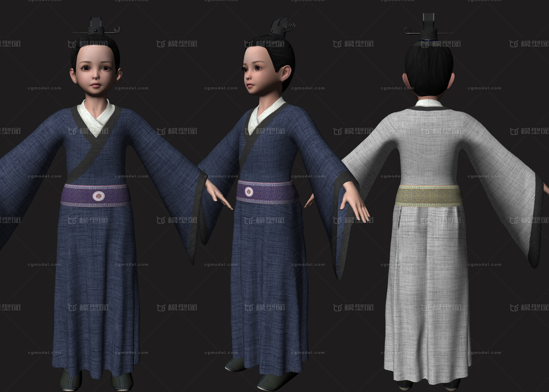 古代小孩 古代人物模型-孩子-男模型库-Maya(.ma/.mb)模型下载-cg模型网