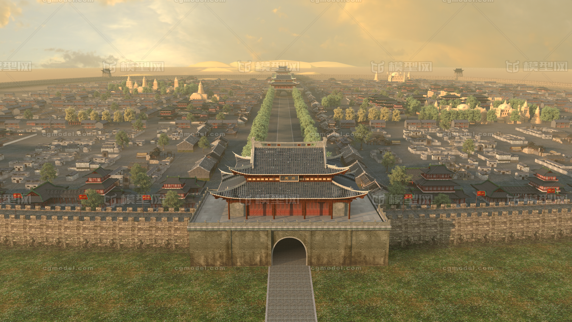 古城 古建模型-古代场景模型库-3ds Max(.max)模型下载-cg模型网