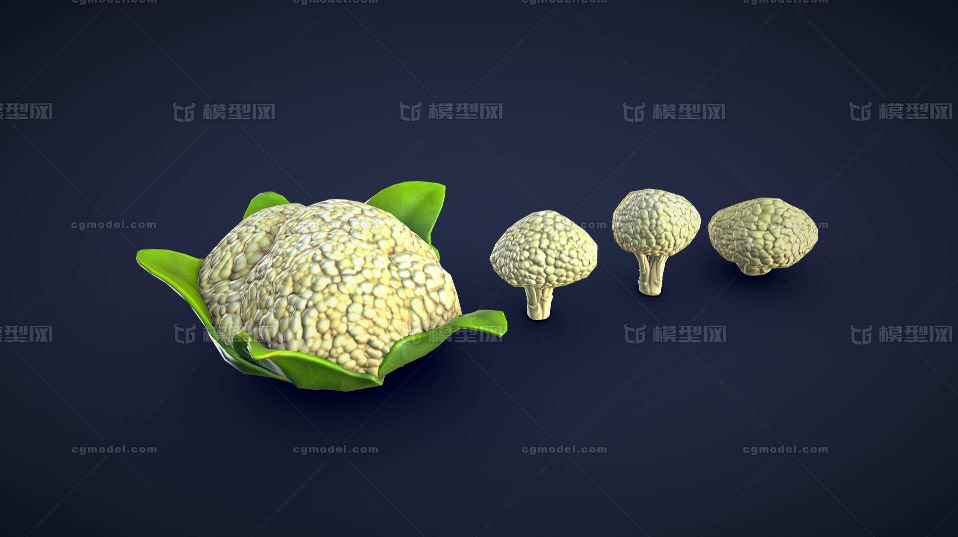 卡通花椰菜 植物模型-水果蔬菜模型库-3ds Max(.max)模型下载-cg模型网