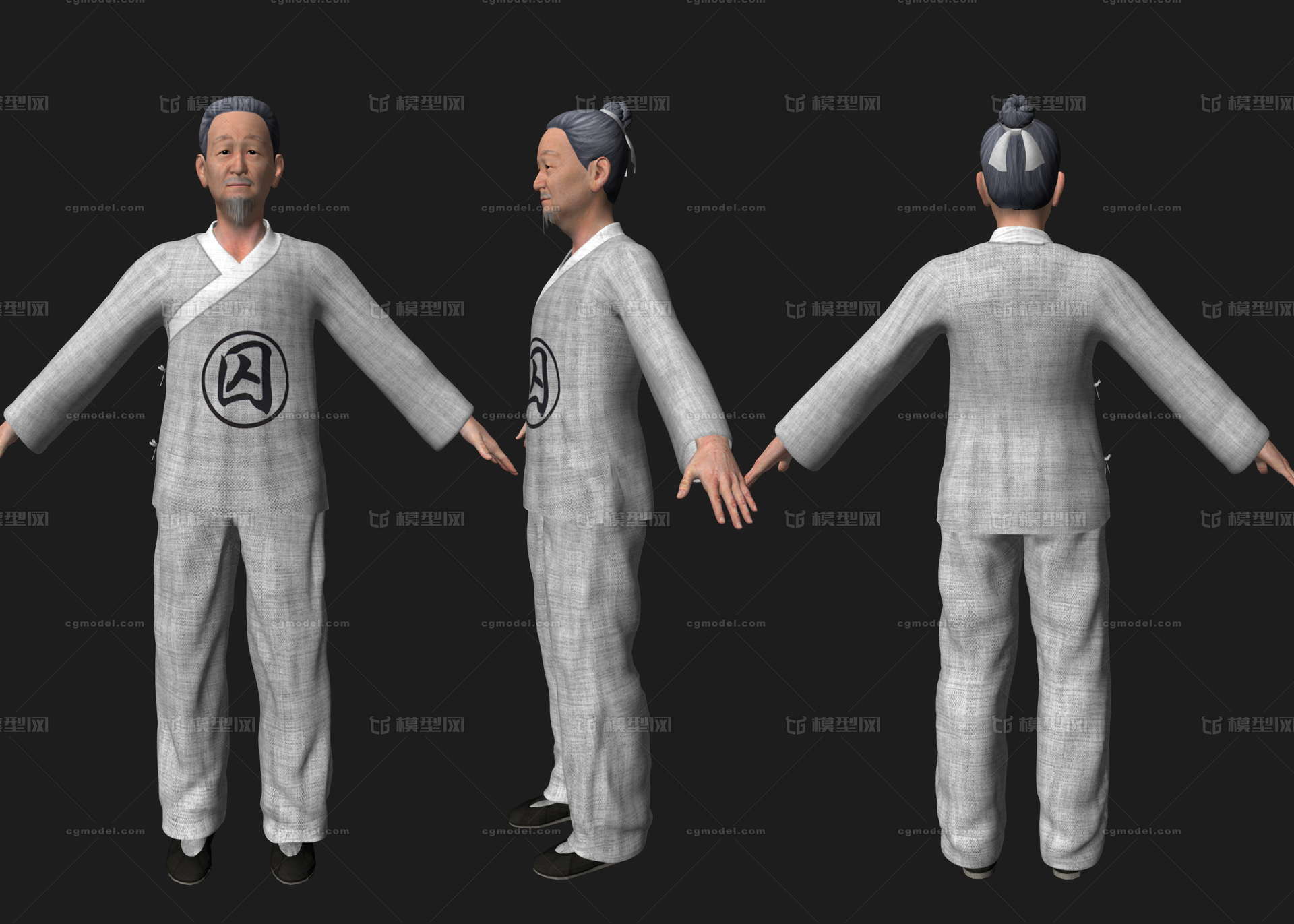 古代人物 囚犯模型-老人-男模型库-Maya(.ma/.mb)模型下载-cg模型网