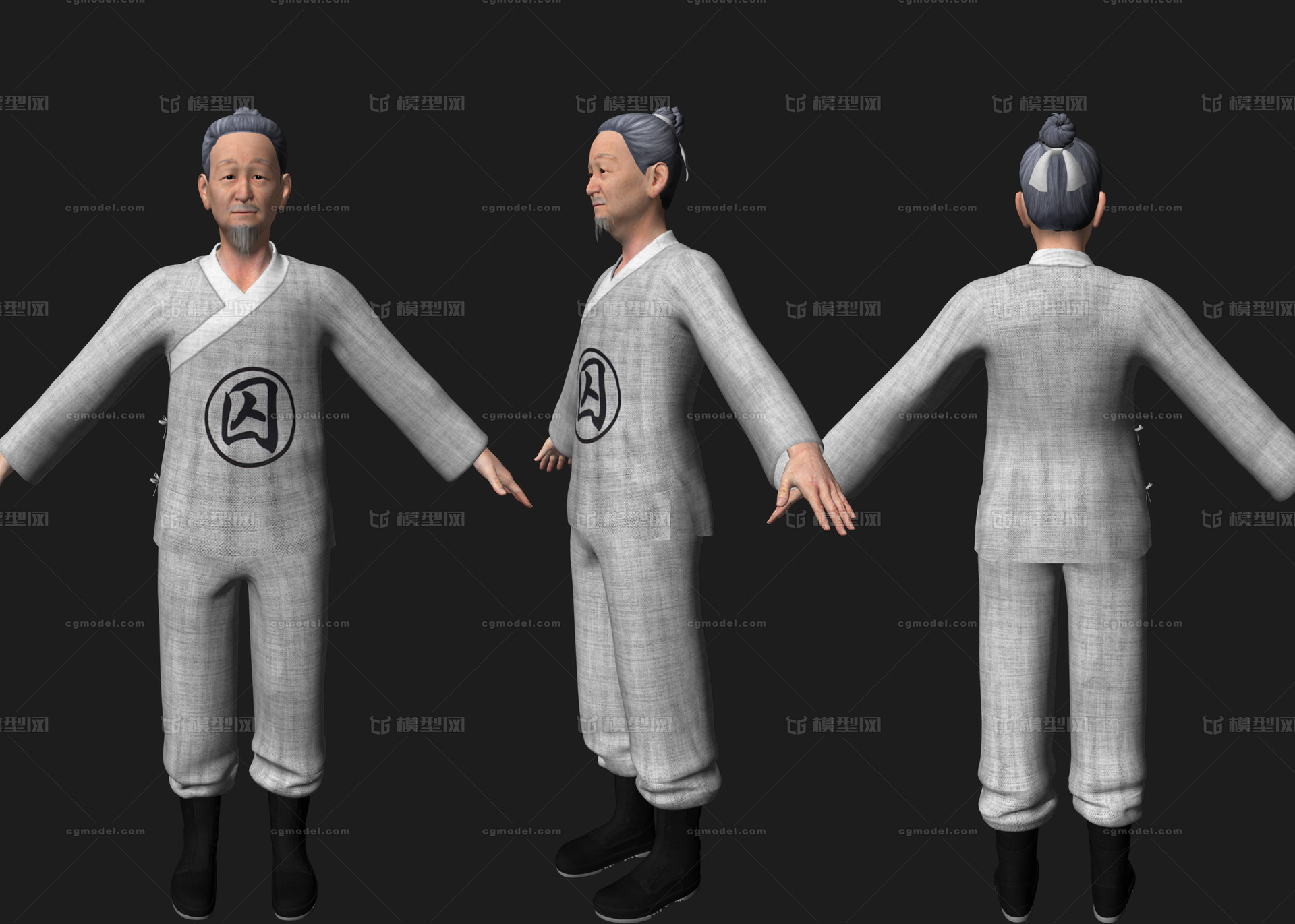 古代人物 囚犯模型-老人-男模型库-Maya(.ma/.mb)模型下载-cg模型网
