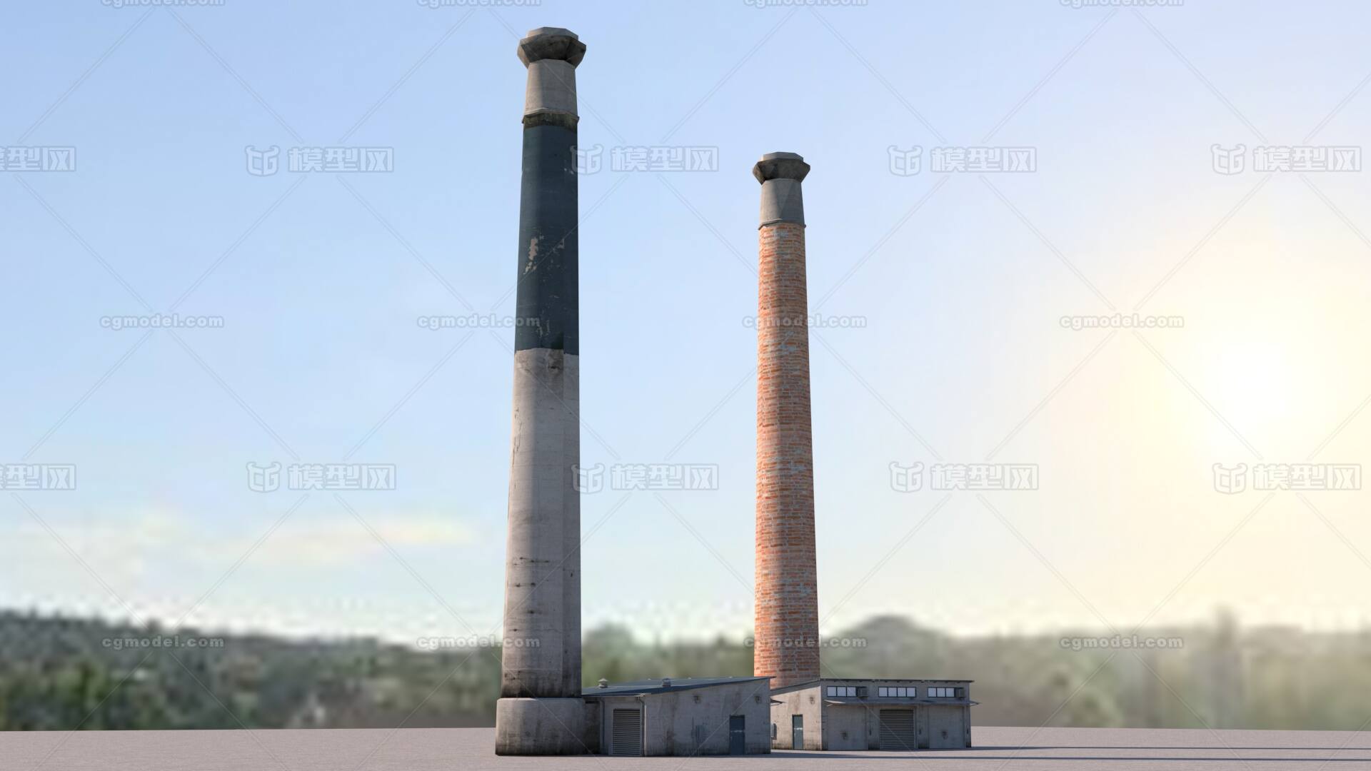 破旧烟筒 烟筒模型-场景部件模型库-3ds Max(.max)模型下载-cg模型网