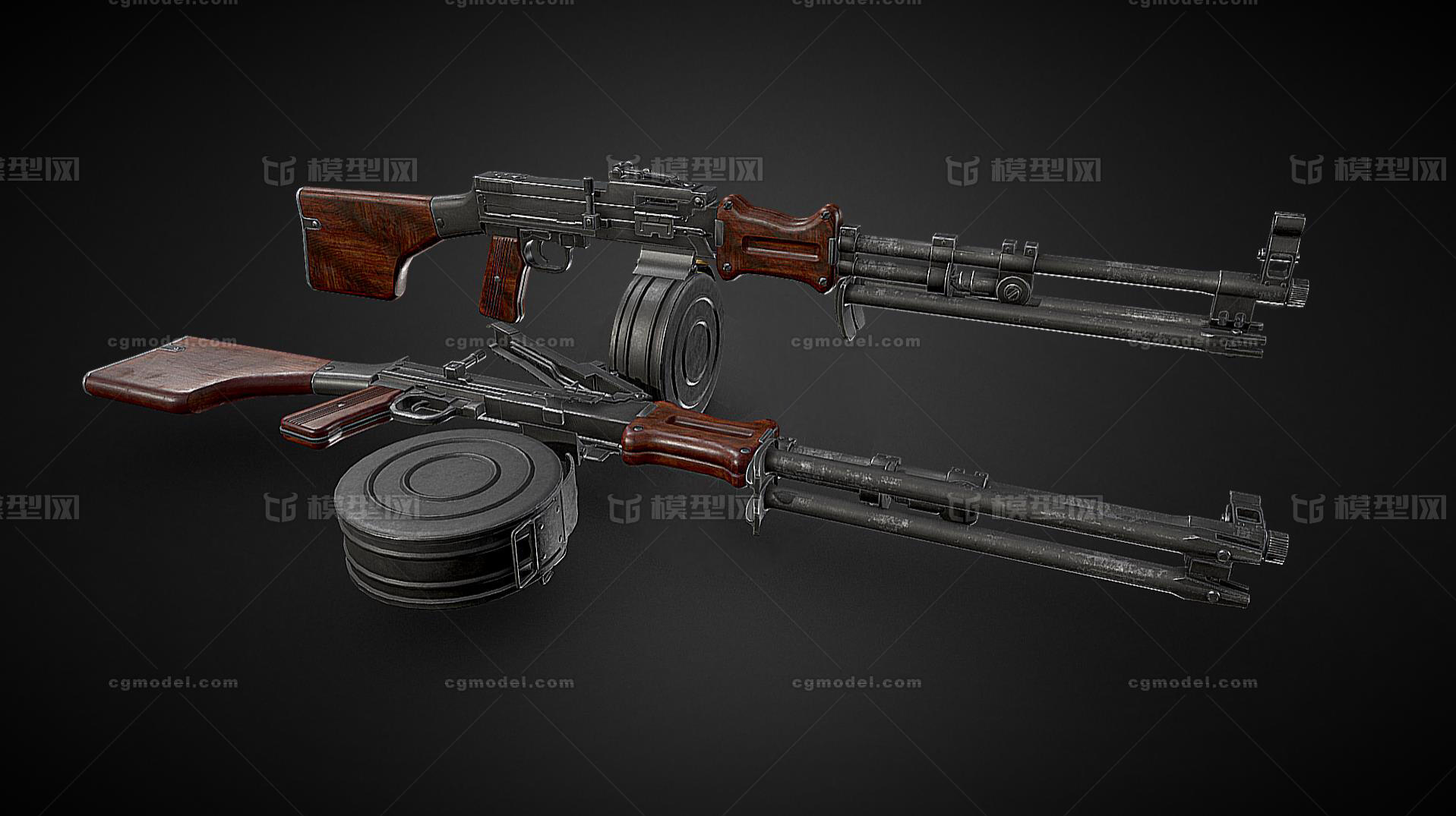 捷格加廖夫轻机枪 武器模型-枪械模型模型库-3ds Max(.max)模型下载-cg模型网