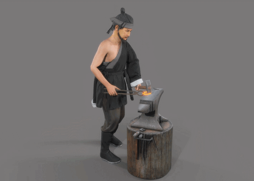 铁匠【有绑定】打铁 古代铁匠模型-男人模型库-Blender(.blend)模型下载-cg模型网