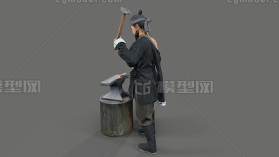 铁匠【有绑定】打铁 古代铁匠模型-男人模型库-Blender(.blend)模型下载-cg模型网