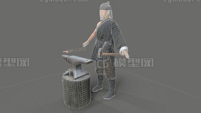 铁匠【有绑定】打铁 古代铁匠模型-男人模型库-Blender(.blend)模型下载-cg模型网