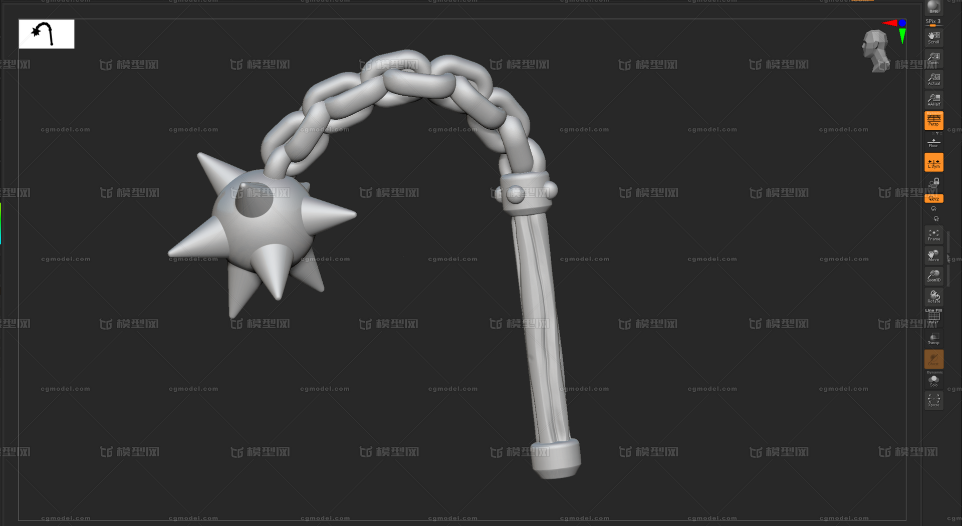 链枷 链鞭模型-冷兵器模型库-Zbrush(.ztl/.zbp)模型下载-cg模型网