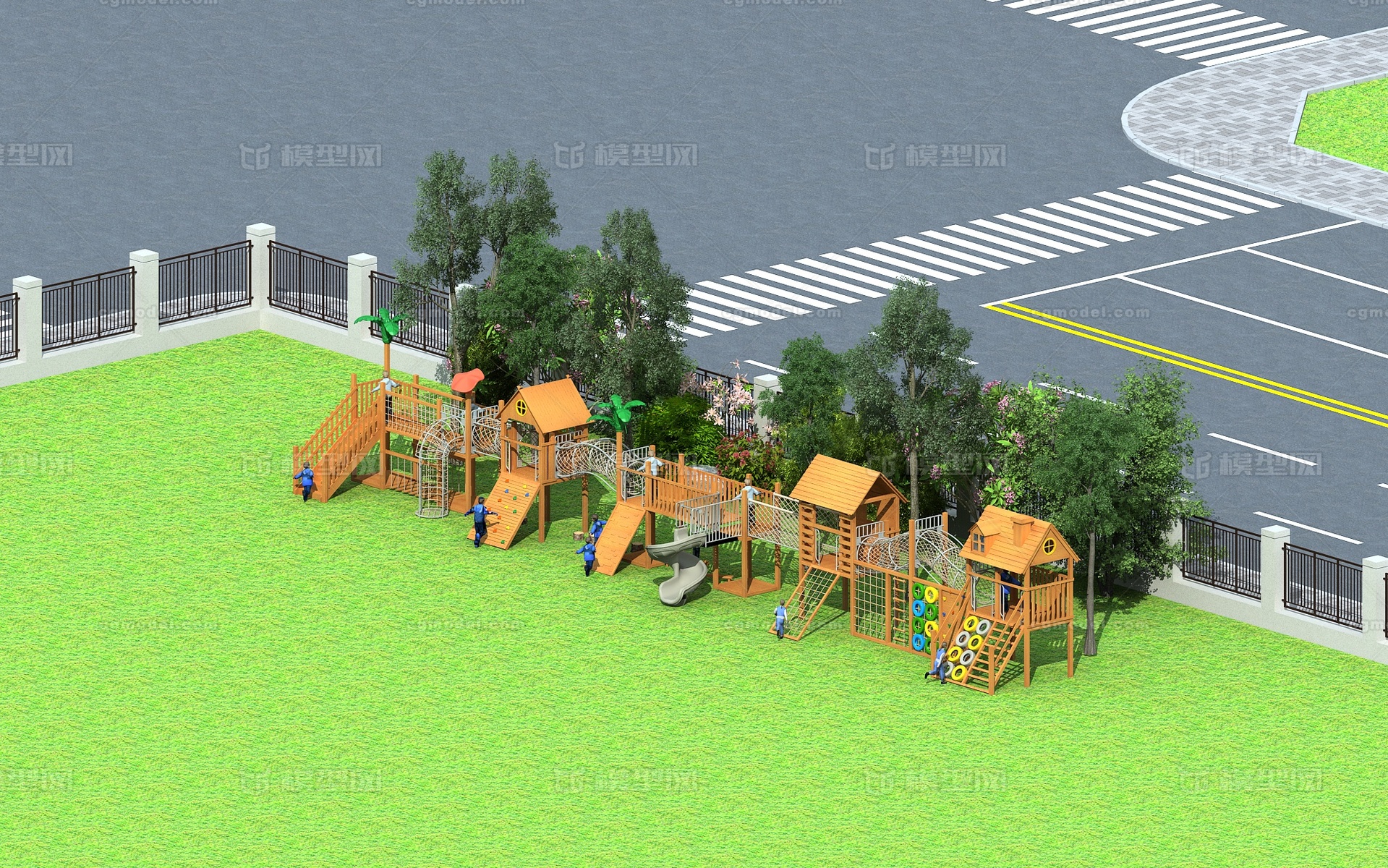 现代游乐场 儿童游玩模型-现代场景模型库-3ds Max(.max)模型下载-cg模型网