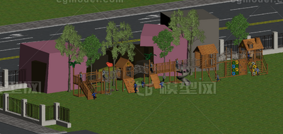 现代游乐场 儿童游玩模型-现代场景模型库-3ds Max(.max)模型下载-cg模型网