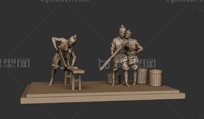 伐木雕塑 古代人物雕塑模型-历史人物模型库-Zbrush(.zpr)模型下载-cg模型网
