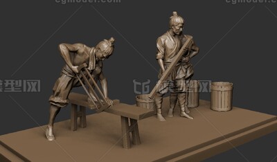 伐木雕塑 古代人物雕塑模型-历史人物模型库-Zbrush(.zpr)模型下载-cg模型网