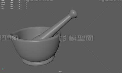 研钵 杵和臼模型-杯具器皿模型库-Maya(.ma/.mb)模型下载-cg模型网