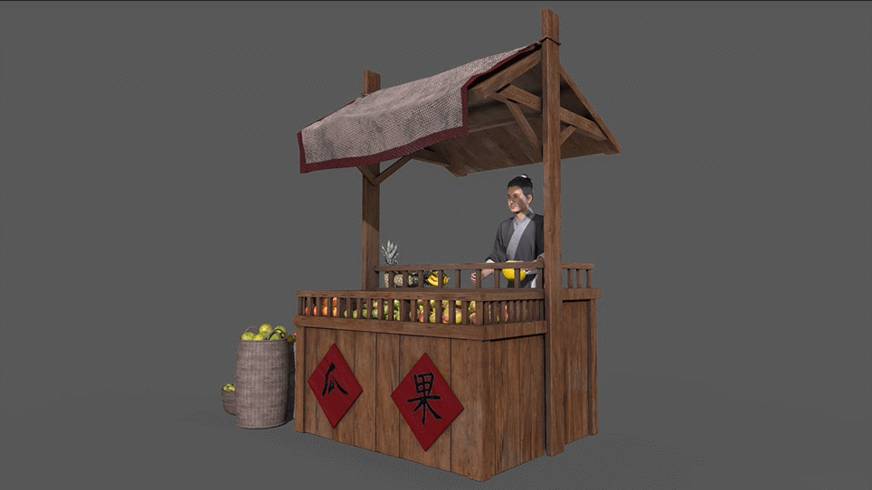 古代商铺【有绑定】古代人物 古代街景模型-男人模型库-FBX(.fbx)模型下载-cg模型网