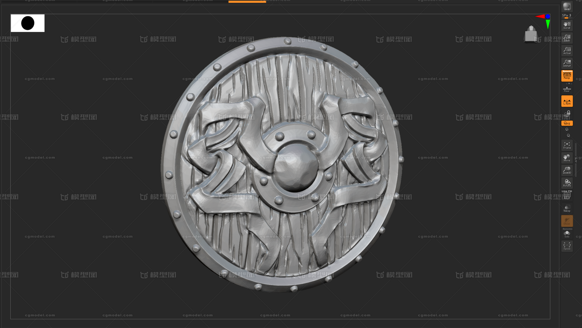 盾牌 小圆盾模型-防具模型库-Zbrush(.ztl/.zbp)模型下载-cg模型网