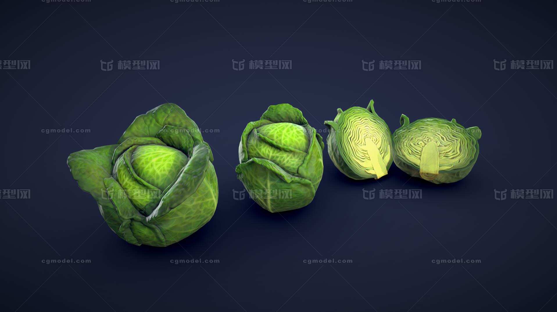 卡通蔬菜 包菜模型-水果蔬菜模型库-3ds Max(.max)模型下载-cg模型网