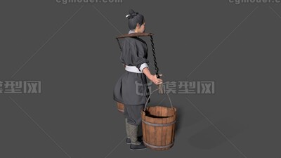 挑夫【有绑定】挑水动画 挑水模型-个人用品模型库-Cinema 4D(.c4d)模型下载-cg模型网