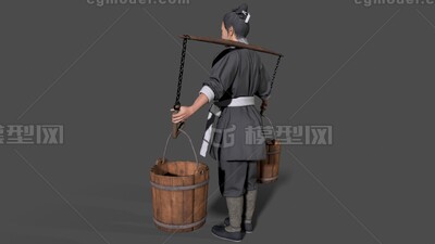 挑夫【有绑定】挑水动画 挑水模型-个人用品模型库-Cinema 4D(.c4d)模型下载-cg模型网