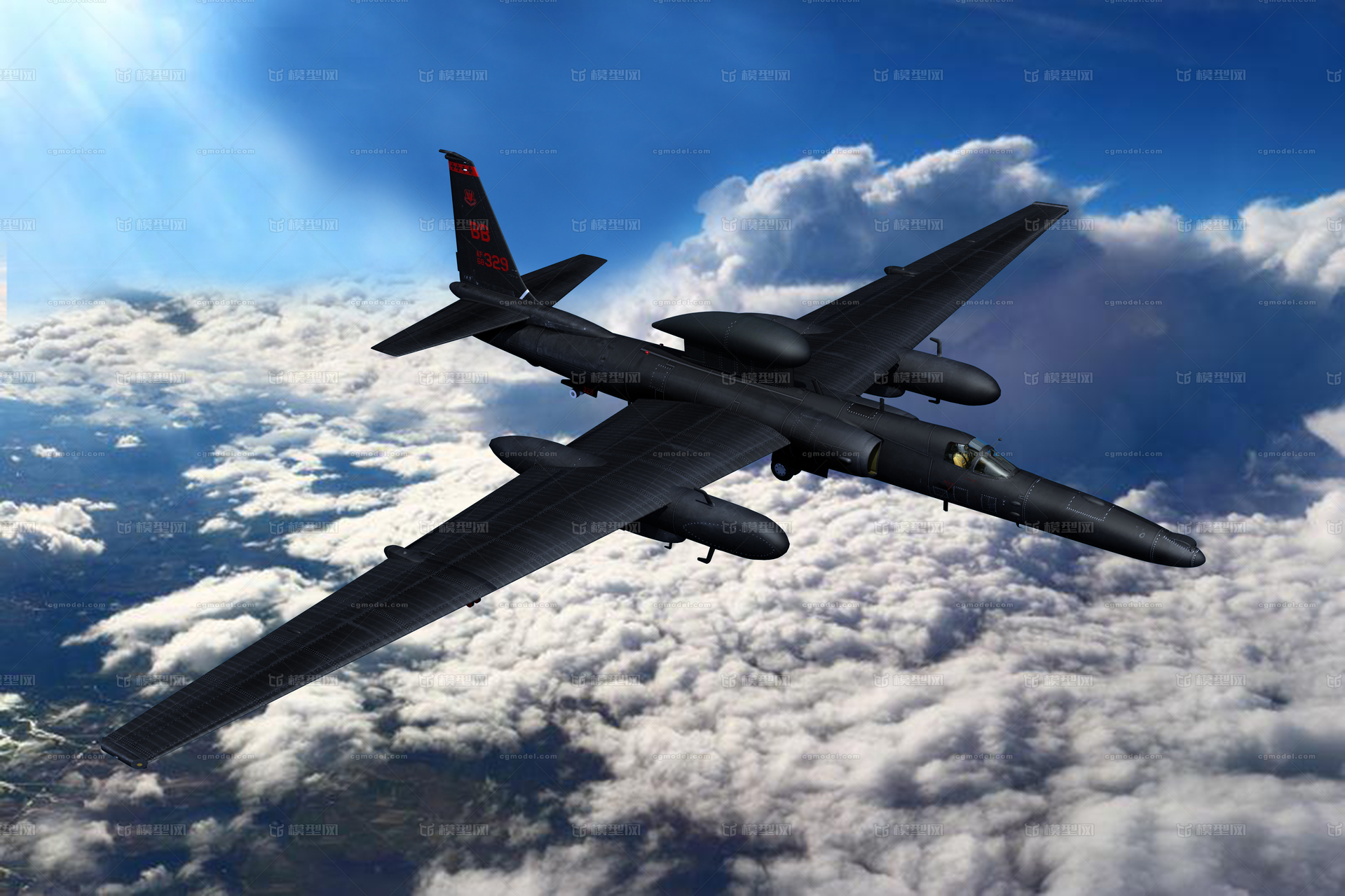 U-2S美军高空监控侦察机模型模型-军用飞机模型库-3ds Max(.max)模型下载-cg模型网