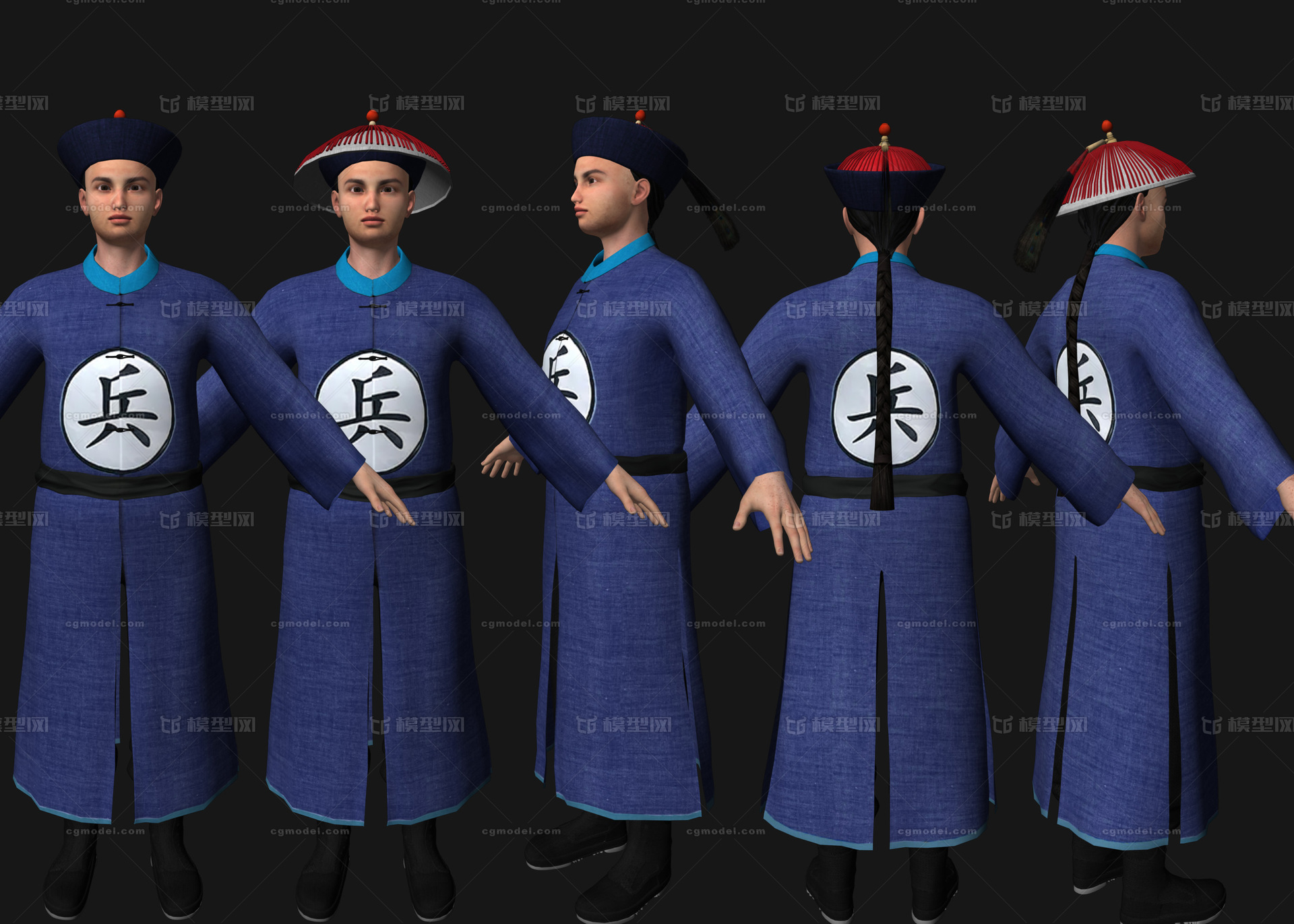 清兵 清朝士兵模型-男人模型库-Maya(.ma/.mb)模型下载-cg模型网
