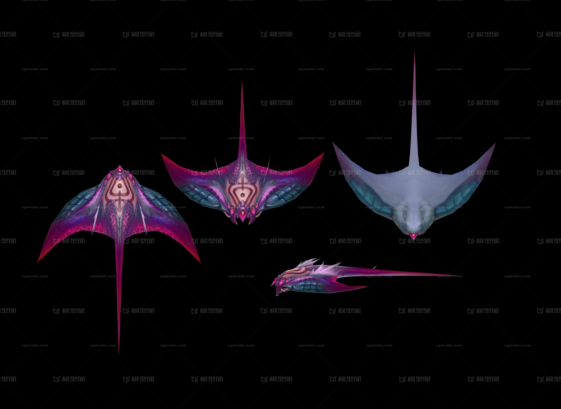 魔鬼鱼鳐鱼魔鬼鱼怪模型-鱼类模型库-3ds Max(.max)模型下载-cg模型网