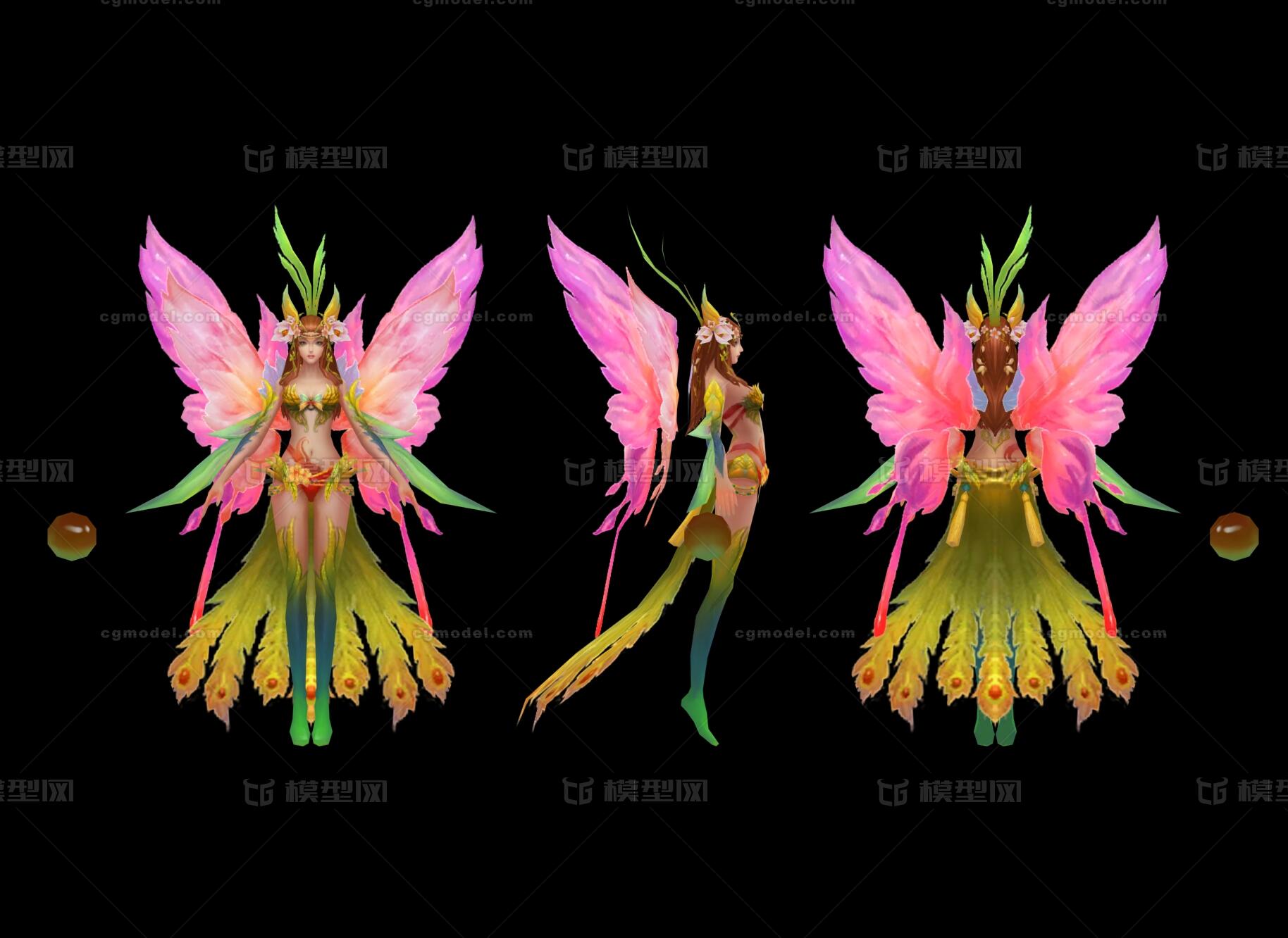 蝴蝶花女神花之精灵蝶仙蝶妖模型-女人模型库-3ds Max(.max)模型下载-cg模型网