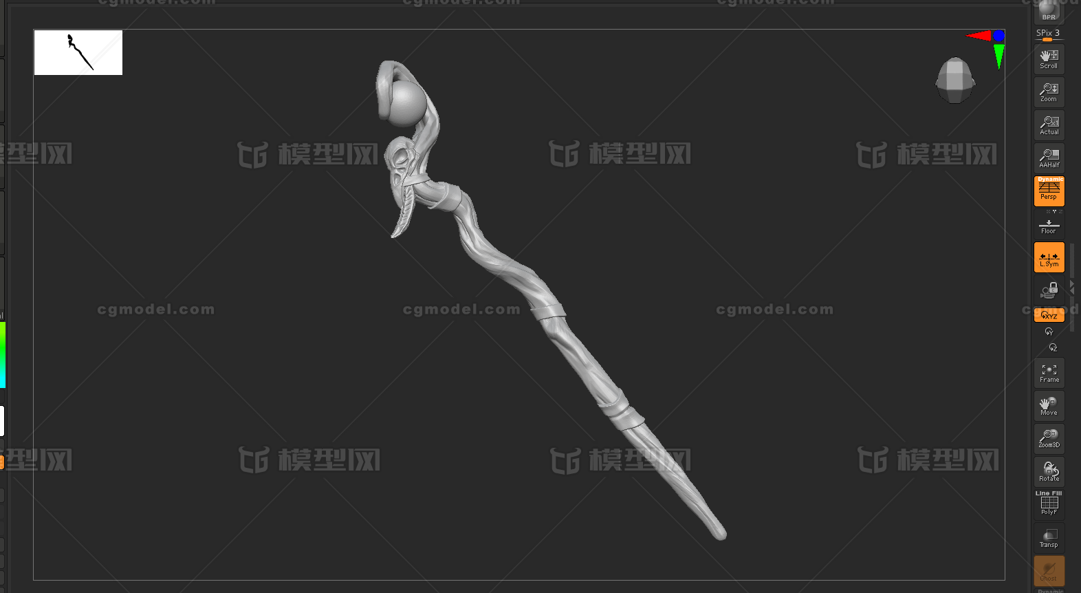 法杖 魔杖模型-冷兵器模型库-Zbrush(.ztl/.zbp)模型下载-cg模型网