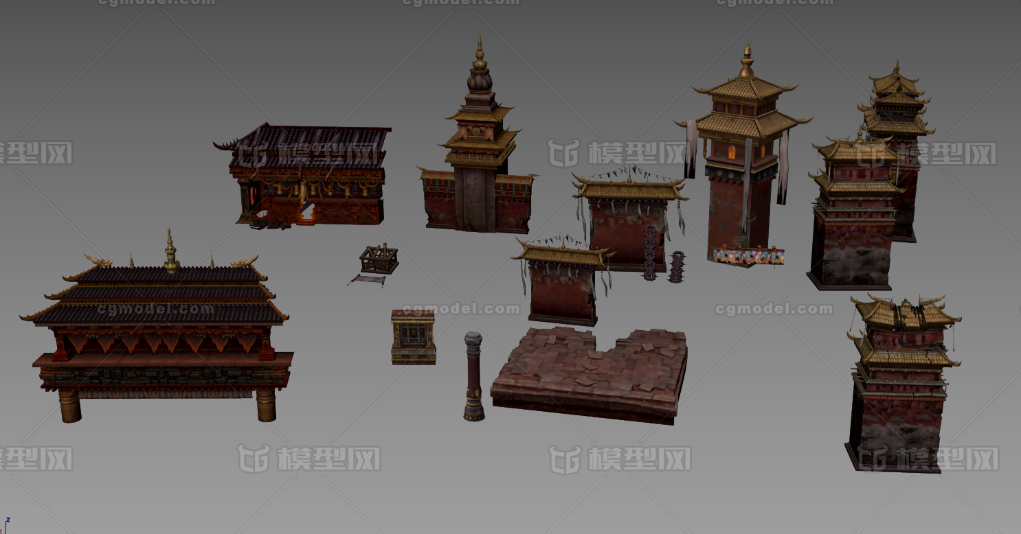 西域寺庙 破败庙宇模型-古代场景模型库-3ds Max(.max)模型下载-cg模型网
