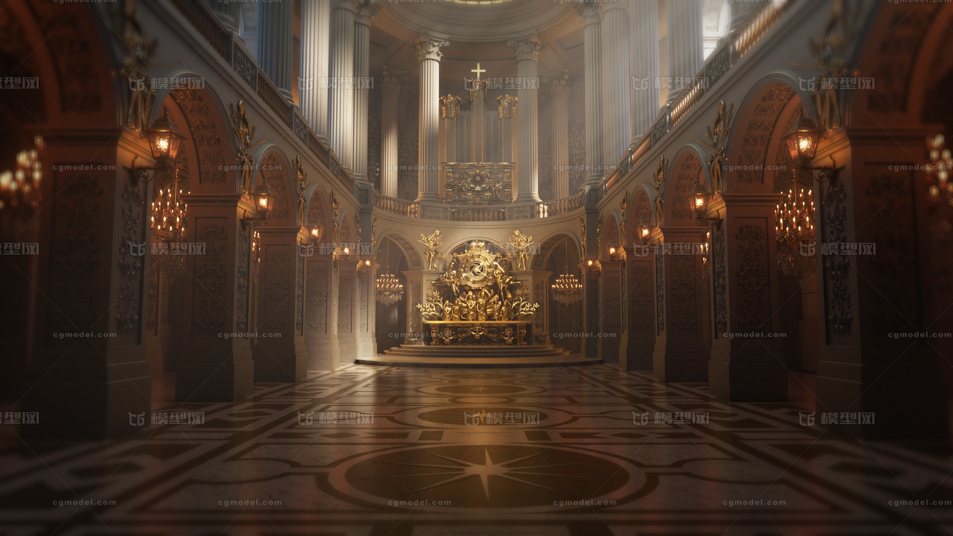 欧式教堂 礼堂模型-历史建筑模型库-Cinema 4D(.c4d)模型下载-cg模型网