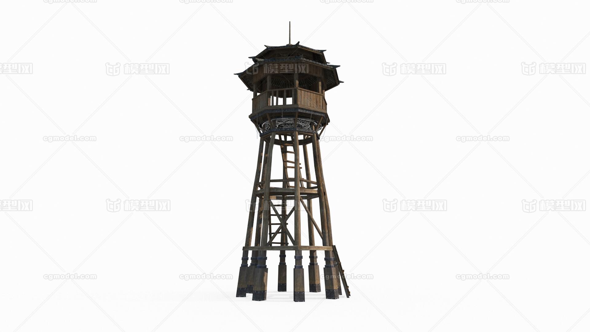 古建筑瞭望台防御塔模型-古代场景模型库-3ds Max(.max)模型下载-cg模型网