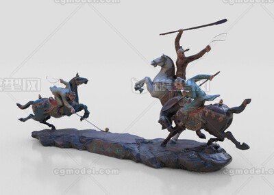 唐代 唐人击鞠雕塑模型-历史人物模型库-3ds Max(.max)模型下载-cg模型网